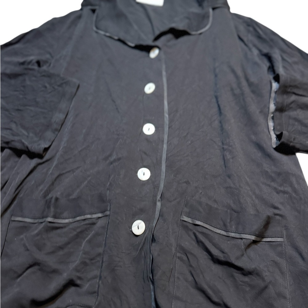 🖤 Sleeper‎ Women’s Lounge Pajama Top XXL Black Button Down Shirt PJS 🖤 - Picture 2 of 5
